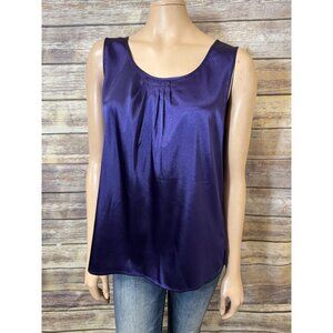Chico's Blouse Satin size 2 M Medium 12 Purple Sleeveless‎ Scoop Tank
